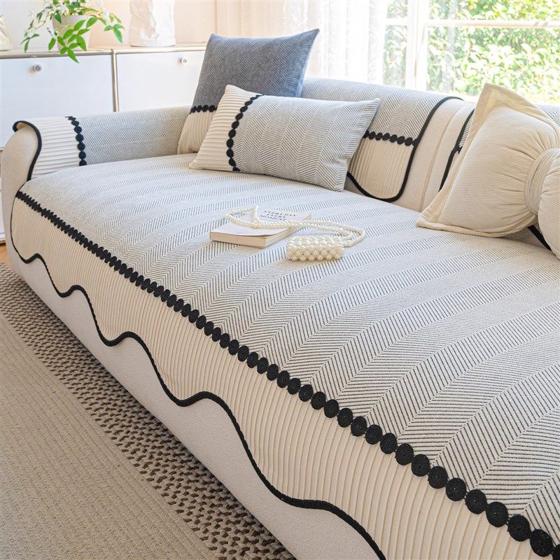 四季通用皮沙发垫轻奢高级感w坐垫新款中古风一片式固定防滑盖布,居家布艺,沙发垫,淘宝优惠券,粉丝福利购,淘宝优惠卷