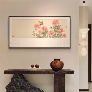 新中式牡厅沙发背景墙装饰画 画别墅饭厅芳I菲蝶舞艺术家挂画 画X
