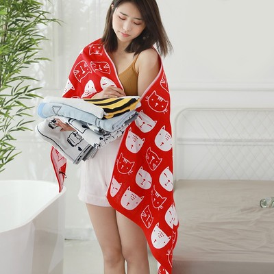 三层纱布浴巾成人柔软儿童游泳女沙滩大易干情侣超强吸水卡通