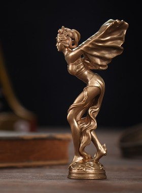 刻己飞天女神装饰摆件国潮艺术创意桌面摆件黄铜雕塑书房家居饰品