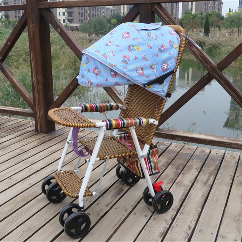 婴儿车遮阳棚防晒全蓬全罩顶棚遮光布伞车竹藤车顶棚配件四季通用