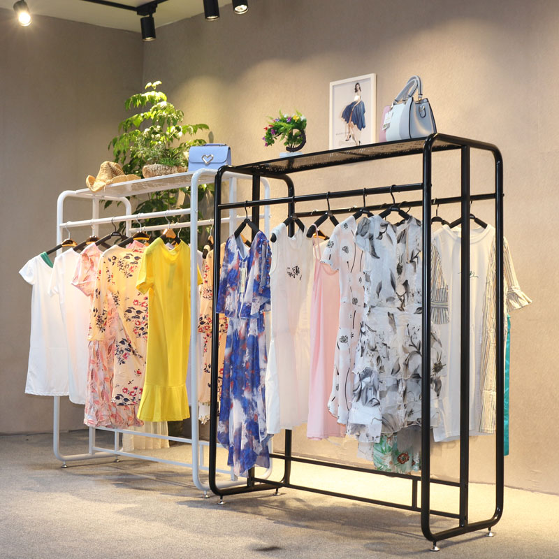 铁艺中岛架双排中间货架男装女装店服装展示架双杠落地陈列架简约