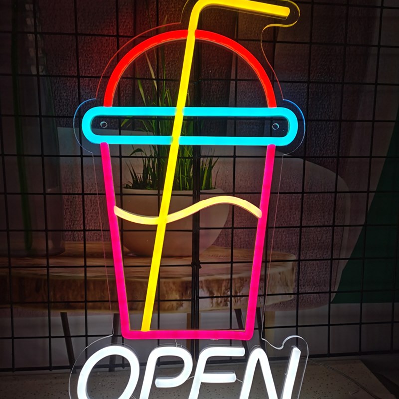 饮品店霓虹灯柠檬茶小吃店发光灯牌烧烤店招牌奶茶冰淇淋广告灯牌