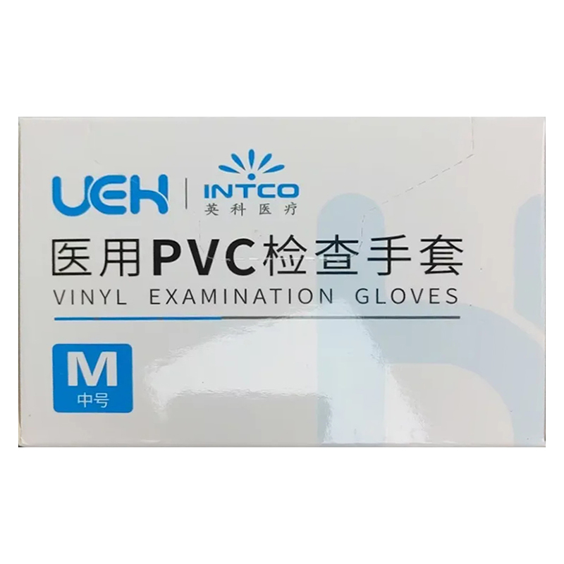 UEH/英科医疗 医用PVC检查手套 50只(M中号)(自然色无粉光面)