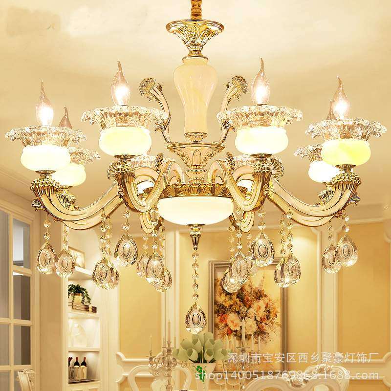 欧式锌合金水晶吊灯客厅灯大气餐厅灯蜡烛简欧工程灯具