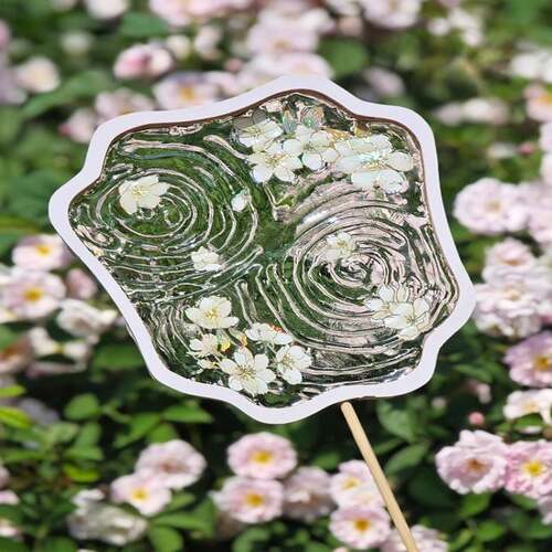 桃花流水扇diy材料团建暖场活动非遗文化手工制作荷花水波纹扇子