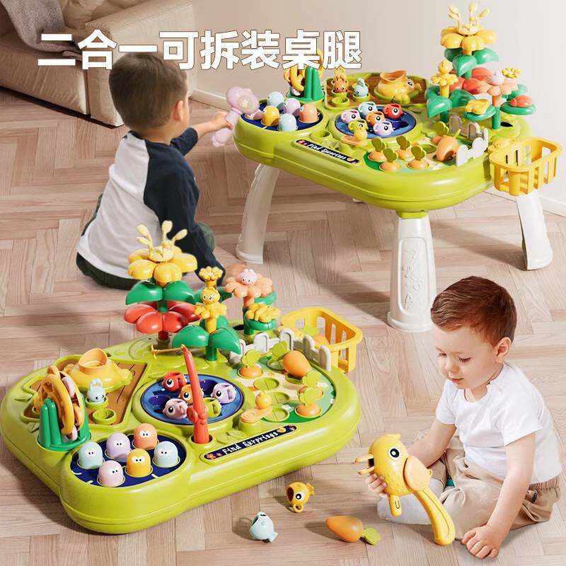 跨境儿童多功能游戏桌农场乐园婴幼儿钓鱼打地鼠宝宝早教益智玩具