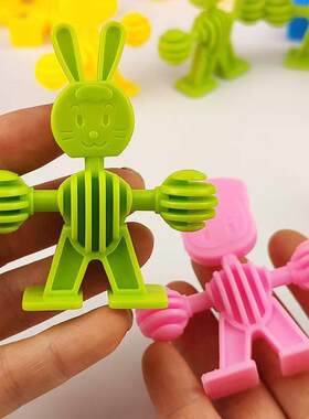 儿童益智动物小精灵积木塑料拼插拼装叠叠乐幼儿园小人形玩具