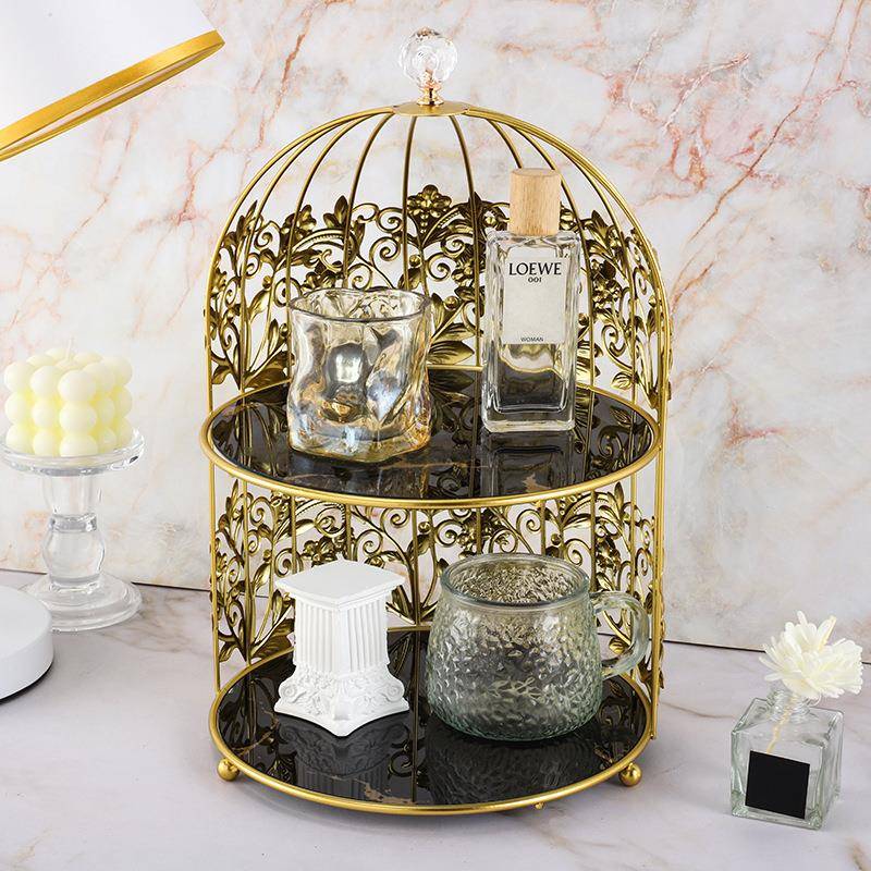 中东风铁艺鸟笼蛋糕架多层蛋糕展示架高颜值梳妆台化妆品收纳架