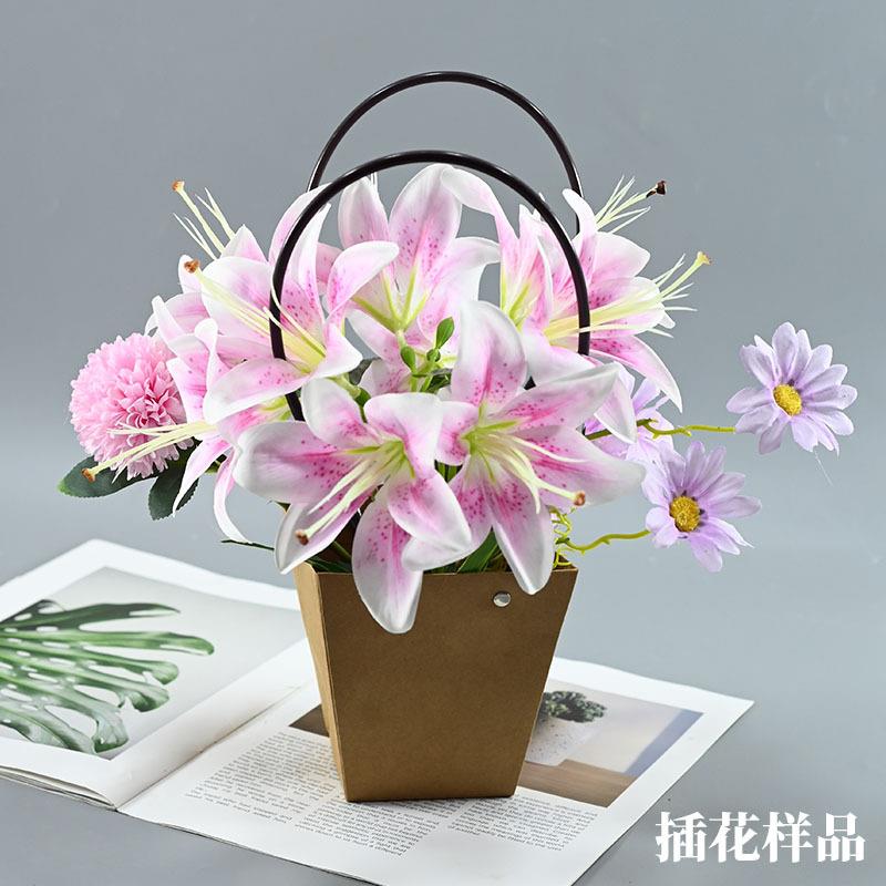 工厂仿真高档单支百合婚礼布置礼堂室内装饰摆设花艺假花花束