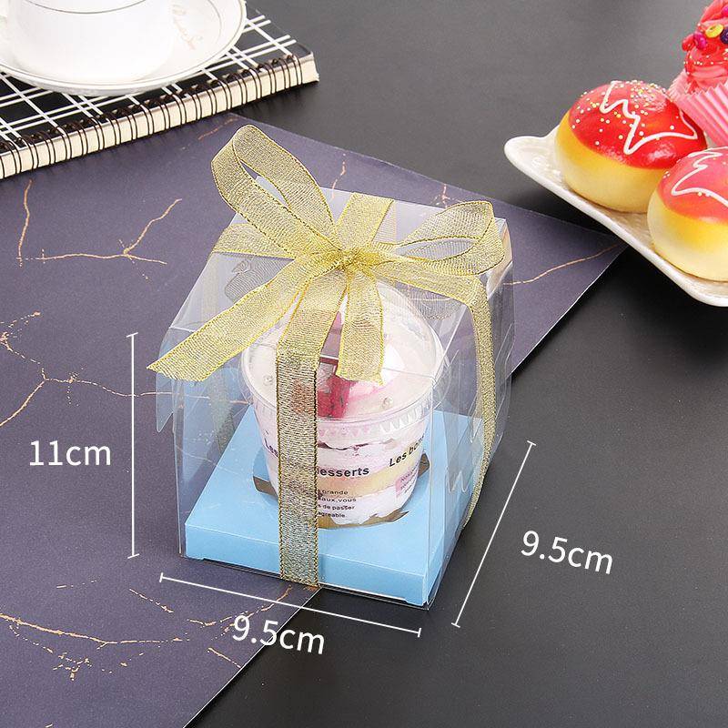 杯子纸杯蛋糕包装盒木糠杯盒子单粒透明加厚一次性带底托烘焙包装