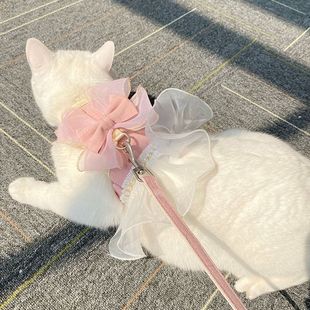 猫猫遛猫绳猫咪胸背带牵引绳公主裙两用宠物衣服外出溜猫绳狗乾胥