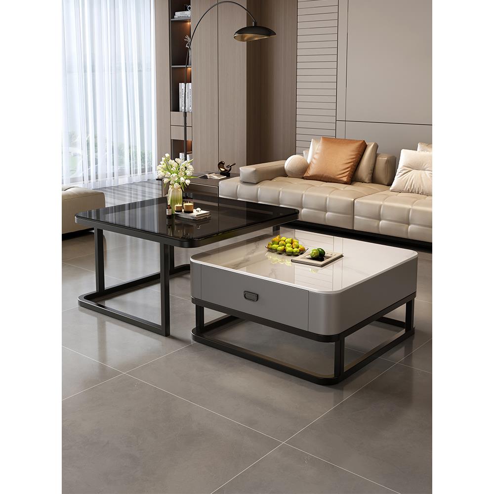 岩板茶几客厅家用2025新款小户型轻奢简约现代方形茶几电视柜组合