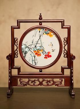 中国覆古苏绣桌手工双面绣桌屏风装饰礼品送给领导和长辈