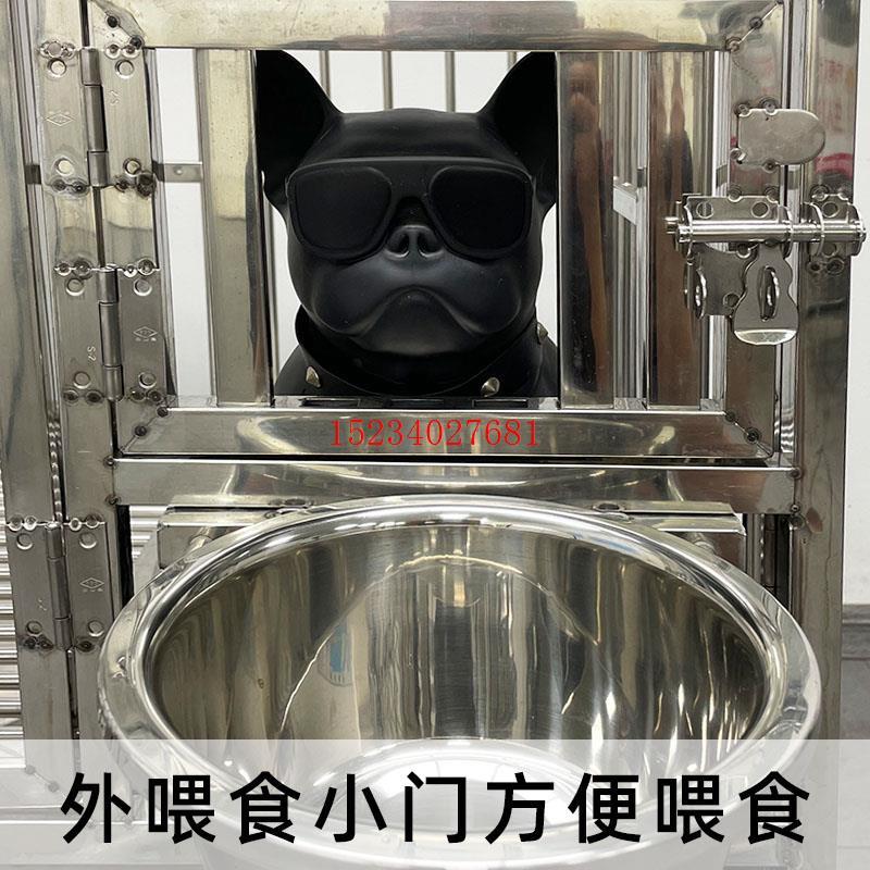 不锈钢狗笼子中大型犬室外户外防雨狗屋折叠狗房子漏斗托盘带厕所
