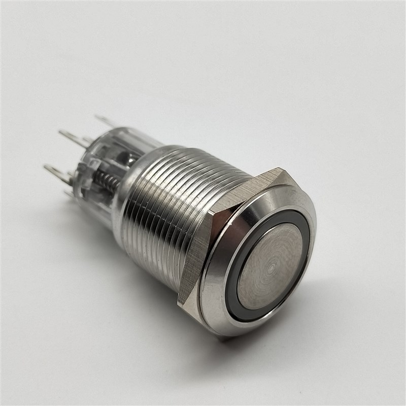 定制款8只脚16mm19mm金属带灯按钮开关 八脚两开两闭双控双刀双掷