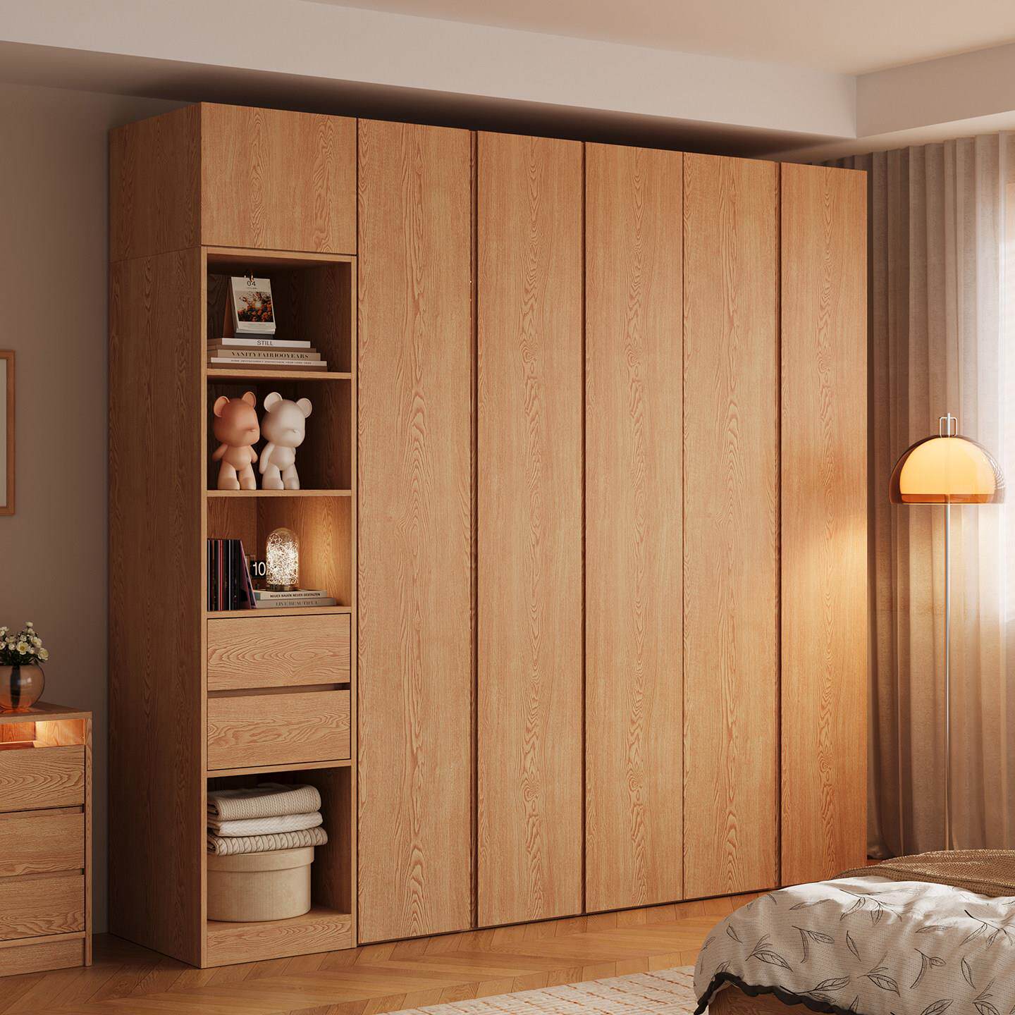 木兜家具木隐衣柜原木风2025新款实木质大衣柜家用主卧室六门衣橱