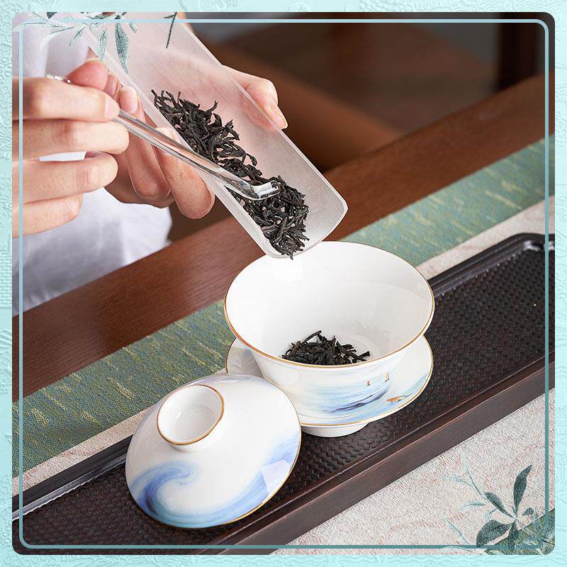 华光国瓷 碗盖茶杯瓷三才盖碗大号套泡茶杯单个防骨烫高档HGJCCGW