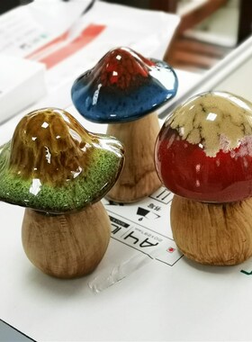 创意盆栽插件陶瓷装饰陶瓷摆件开面小蘑菇多肉花盆花宠小鸡蜗牛