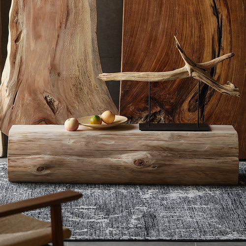 实木换鞋凳原木创意电视柜简约户外凳波浪形长条椅子长条凳坐凳