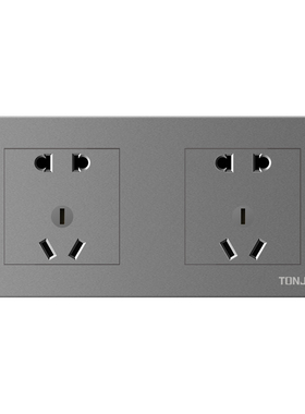 双86型连体开关插座银灰色十孔插座暗装二位双联五孔10孔电源面板