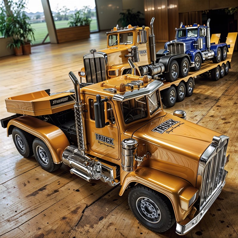 遥控平板拖车电动卡车拖头车挖掘机儿童汽车运输男孩玩具遥控车