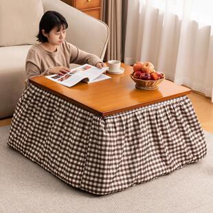 烤火桌子家用新款实木折叠长方形烤火架简易取暖餐桌冬季炕桌茶几