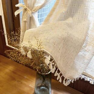 法式纱帘飘窗窗帘小窗户短款半帘遮挡咖啡厅厨房隔断门帘柜子遮丑