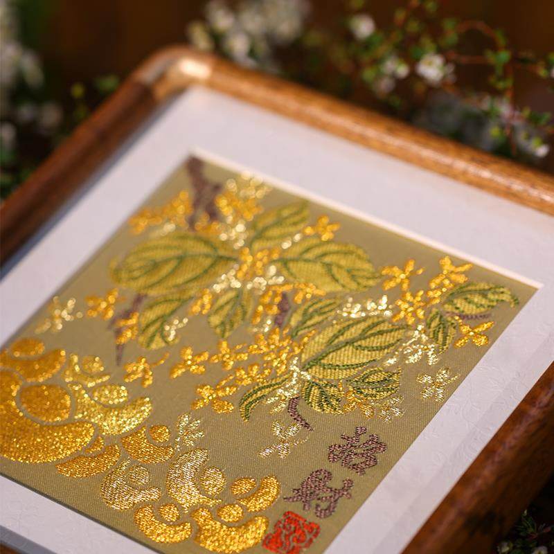 南京云锦研究所YGQHHI04金桂满枝中开 织业招财摆件手工宝金元式