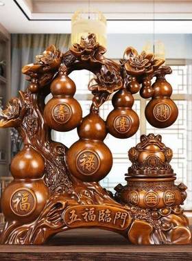 蟾蜍转五福葫芦进招宝家居财客厅UJS酒柜装修金开启乔迁装饰