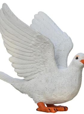 别户外园林鸽子摆摆件仿真动物白鸽景8141观墅草坪装饰院花园庭橱