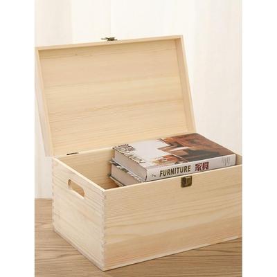 加号实木防尘带大盖物收纳箱储头物箱家用杂收纳WBO木箱子床整理