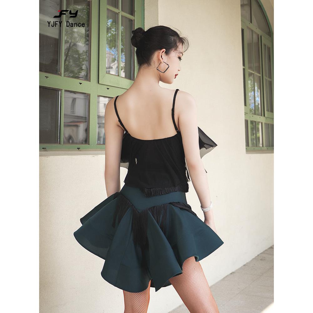 又练见梵ADL155羽拉丁舞服夏季网纱吊带骨半身裙蹈国标功服舞服AD