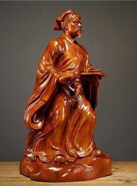 花实木雕鲁班师祖爷摆件匠祖师黑檀yz114木雕站工像雕梨像家居装