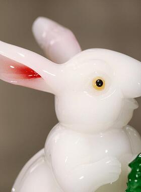 招财玉兔菜柜摆件客兔厅玄关酒生肖兔装饰品年乔迁新居开BJ202210