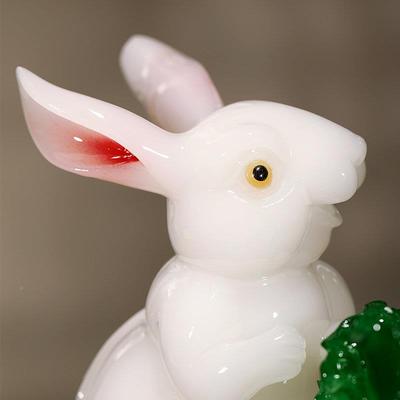招财玉兔菜柜摆件客兔厅玄关酒生肖兔装饰品年乔迁新居开BJ202210