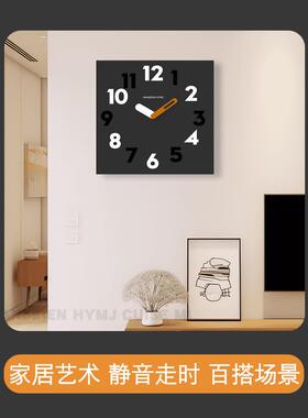 挂钟钟客家用时尚方FTN形新款厅挂墙静音性黑色大气艺术北欧时钟