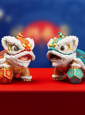 饰醒狮招迁财摆件公国潮舞狮新中式家居玄关装品办室乔开 业C-015