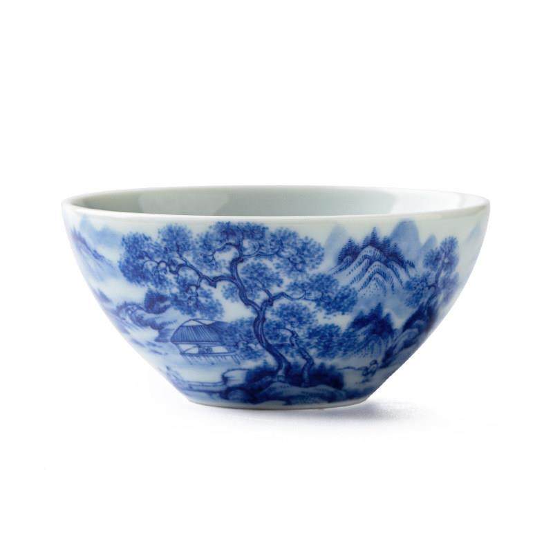 玖茶廷青花山水主卧足山水杯手工仿古人单杯景陶德镇茶杯高端手绘,餐饮具,茶杯,淘宝优惠券,粉丝福利购,淘宝优惠卷