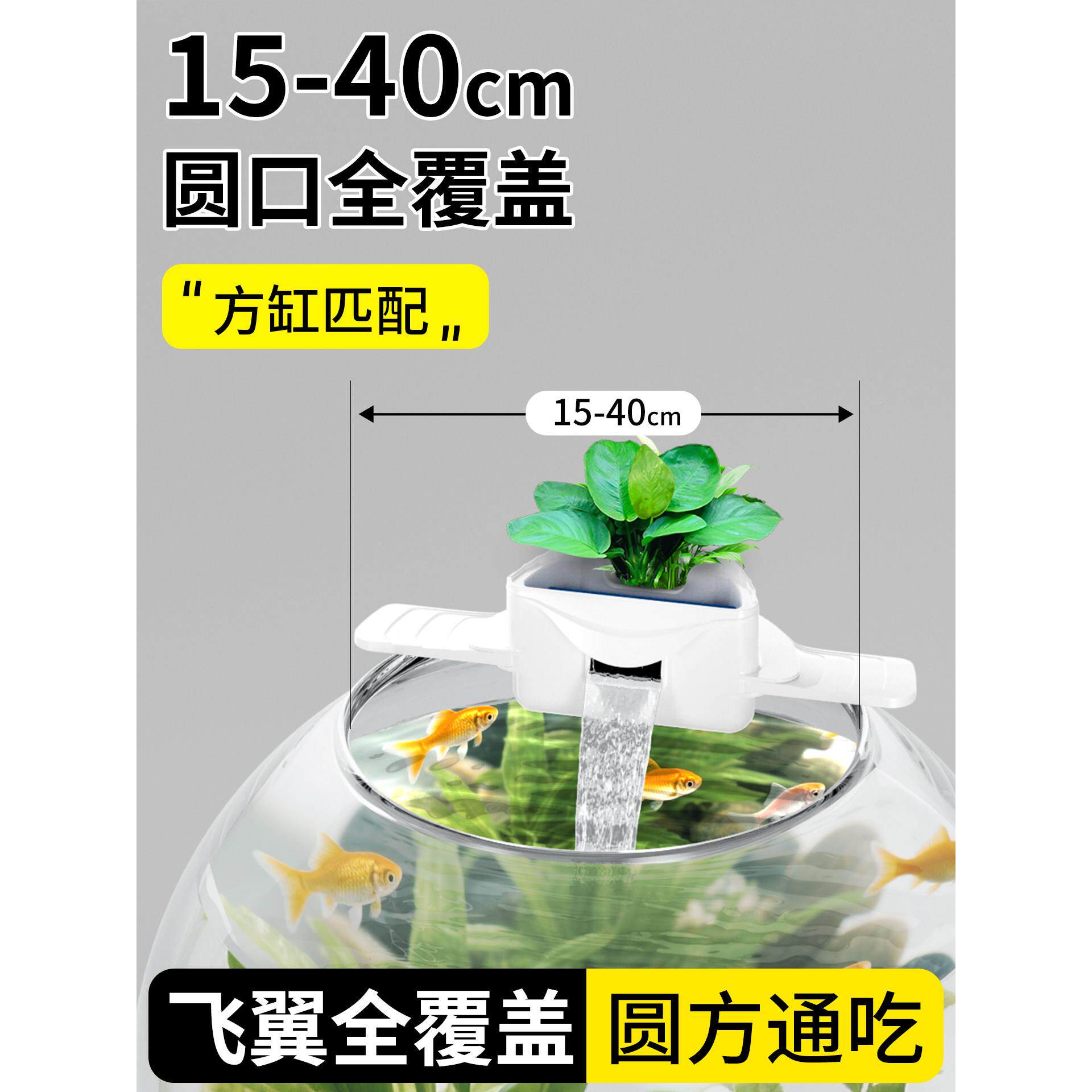 圆鱼缸过滤器净水循环合三一小型挂式增氧古法种植RWX形内鱼缸过