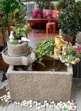 新中式庭院流水摆入户花池园件景观饰WDZ鱼装缸阳台鱼假山造景喷