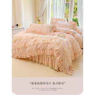 体奶新款立雕花牛绒四件套加MLG厚保暖床床裙冬季夹棉防滑加绒罩