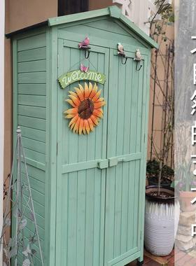 室物外园杂物理收纳柜防水防晒阳台庭院工花YIU具房实木露天置架