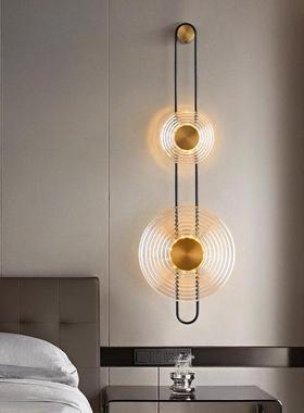 现代奢样板房客电视墙酒店会走所廊过道床轻头长款玻璃黑色壁9666