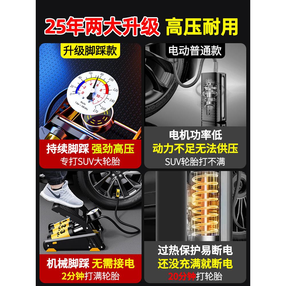 uv车轿载气泵汽车s用打气泵轮充胎带测胎压便携式suv充气打气筒小