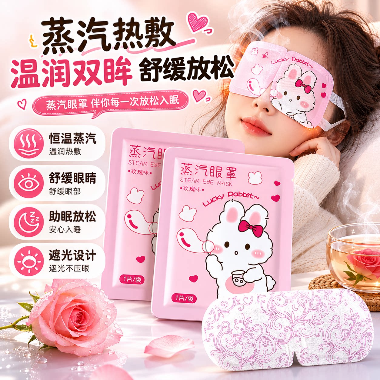 蒸汽眼罩缓解眼睛疲劳热敷睡眠遮光发热护眼贴加热蒸气罩蒸手助眠