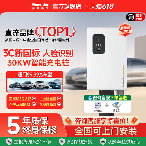 能效充电桩家用新国标3C新能源快充充电桩汽车30kw直流充电器电枪