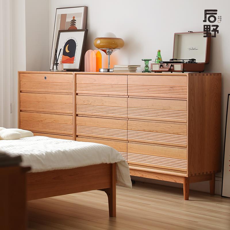 后野实木樱桃卧室斗柜 床尾储物柜抽屉收纳柜卧室电视柜 妙趣