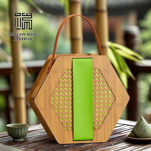 2025新款端午节礼盒粽子包装盒彷竹高端手提盒粽子礼品盒空盒定制
