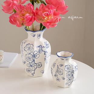 陶瓷花瓶新中式覆古青花瓷水培鲜花专用插花客厅绝美白色装饰摆饰